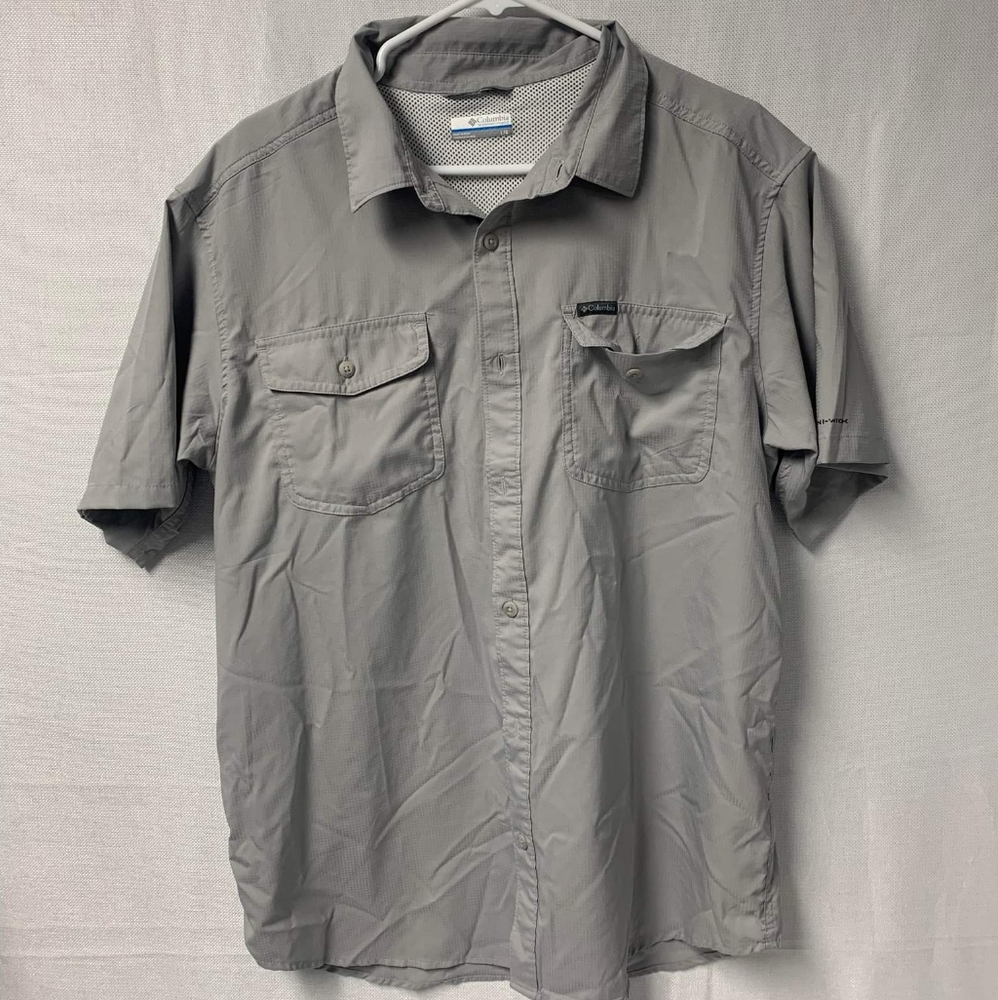 Columbia mens button down grey shirt - size large